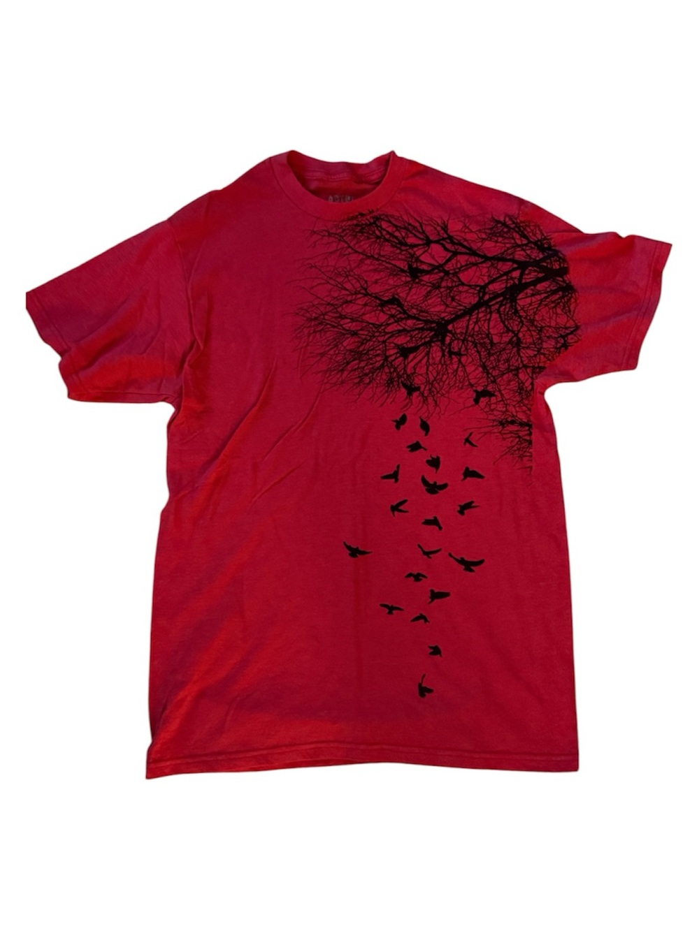 Apt. 9 Men's Red Short Sleeve Graphic T-Shirt Tree Birds Size M